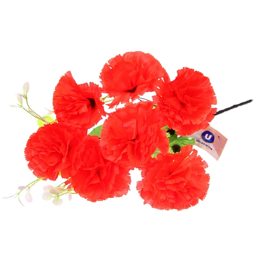 Искусственные цветы Букет Гвоздик 34см 7цветков красные_7