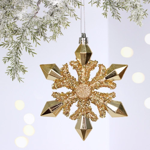 Ёлочная игрушка "Сияющая снежинка" 13*1.5*13.5 см, Шампань