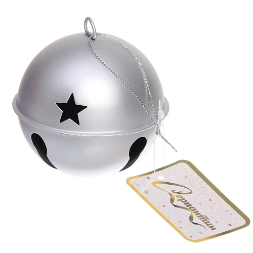 Новогодний шар Бубенчик 85 см, Серебро_3