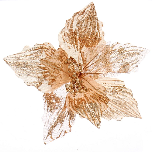 Украшение новогоднее Пуансеттия - Зимняя нежность 25 см, Шампань_3