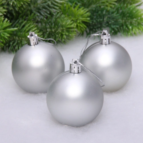 Новогодние шары 6 см (набор 3 шт) "Матовый", серебро