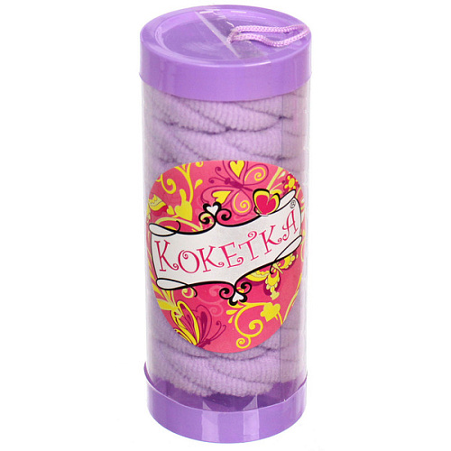 Резинки для волос детские в тубе 8шт ЗАБАВА, косичка, цвет сиреневый, d-4см (наклейка Кокетка)_4