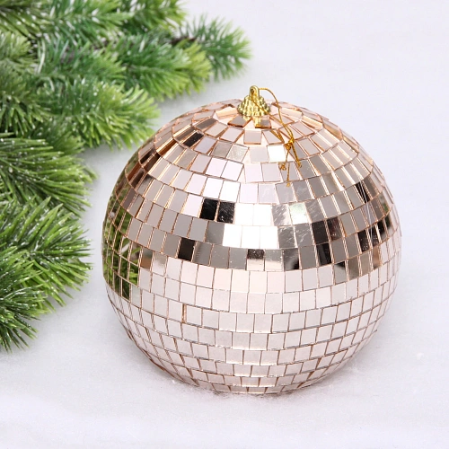 Новогодний шар 15 см "Shining Disco", Розовое золото