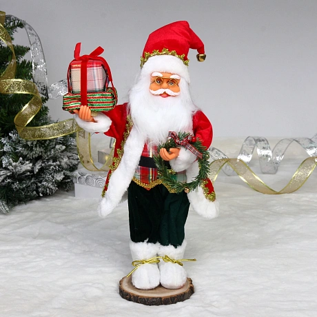 Дед Мороз - Лесовичок "Рождественские подарки" 45 см, Красный