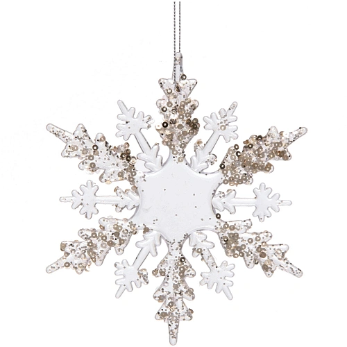 Подвеска Волшебный снегопад 13,5 см, БелыйЗолотой блеск_3
