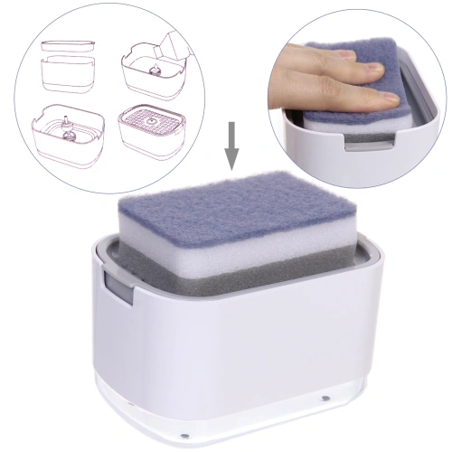 Подставка под губку с дозатором 300мл. 14,5х9,9х8,6 1861