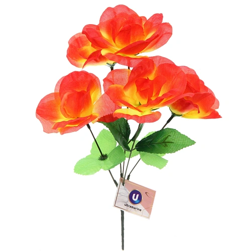 Цветы искусственные 30см Цветочная фантазия 5 цветков желтые_3